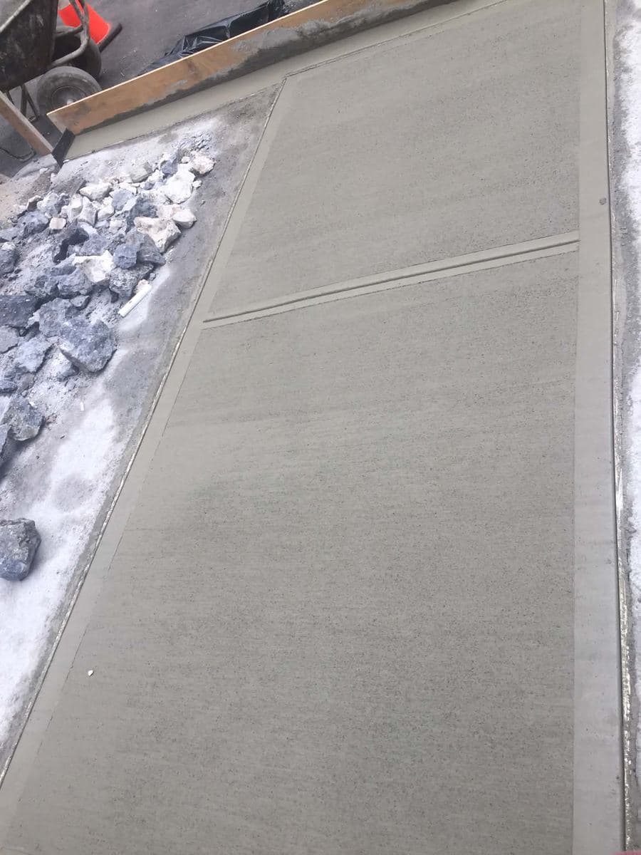 Freshly finished concrete slab with a smooth even surface