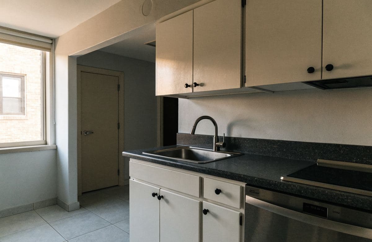 Illustrative clean renovated rental kitchen
